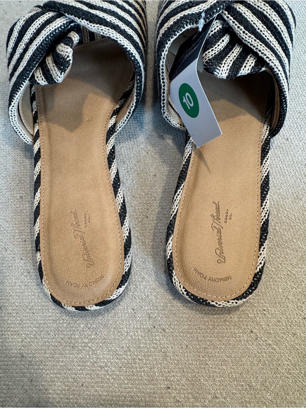 Universal Thread Women’s Mila Striped Slide Raffia Sandals, Tan/Black, Sz 10 NWT - Picture 4 of 11